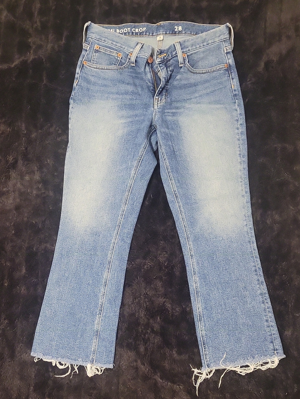 J. Crew Faded Light Blue Frayed Bootcut Jeans